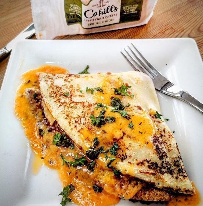Savoury Pancakes with Ham & Cahill’s Spring Onion Cheese